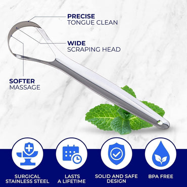 ORAVIX Stainless Steel Tongue Scraper 2-Pack for Fresh Breath