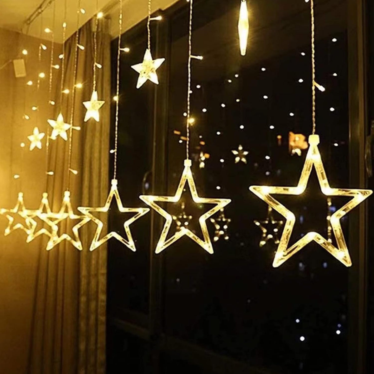 Garlocht LED Star Curtain Lights 138LED 8 Modes USB Warm White