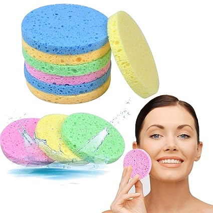 Fodlon Face Wash Sponge, Natural Cellulose Cleansing Sponge for Facial Spa Massage