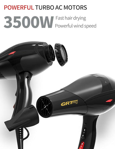 GRT PRO 3500W Professional Ionic Hair Dryer for Fast, Frizz-Free Styling