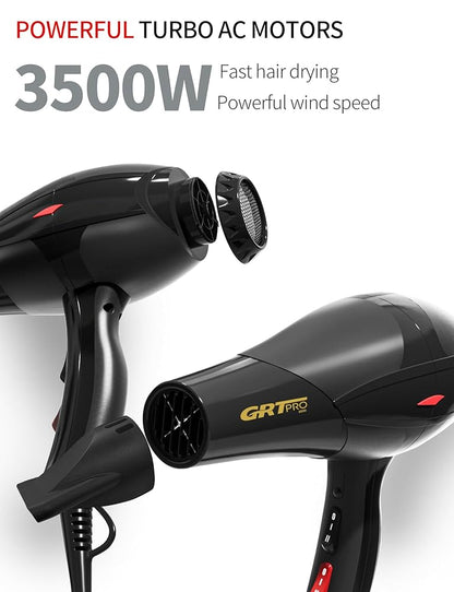 GRT PRO 3500W Professional Ionic Hair Dryer for Fast, Frizz-Free Styling