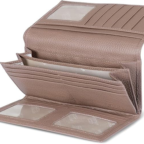 Otto Angelino Genuine Leather Zippered Envelope Wallet with RFID Blocking