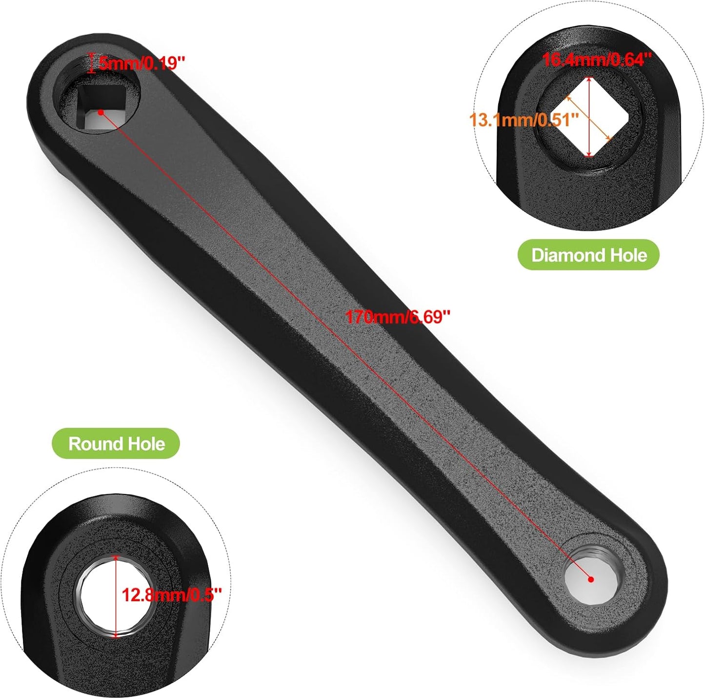 BAFANG 170mm Diamond Hole Right Crank Arm for E‑Bike