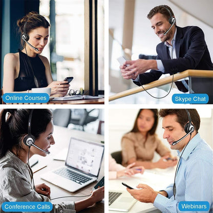 Wantek 6035 Wired On-Ear Headset with Noise-Cancelling Microphone for PC, Laptop, and Smartphones