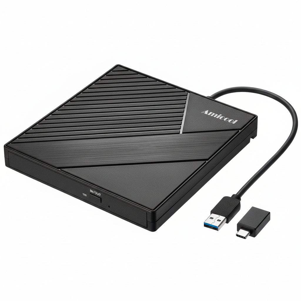 Amicool Portable USB‑C External DVD Drive
