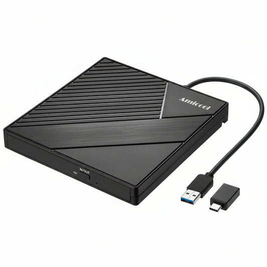 Amicool Portable USB‑C External DVD Drive