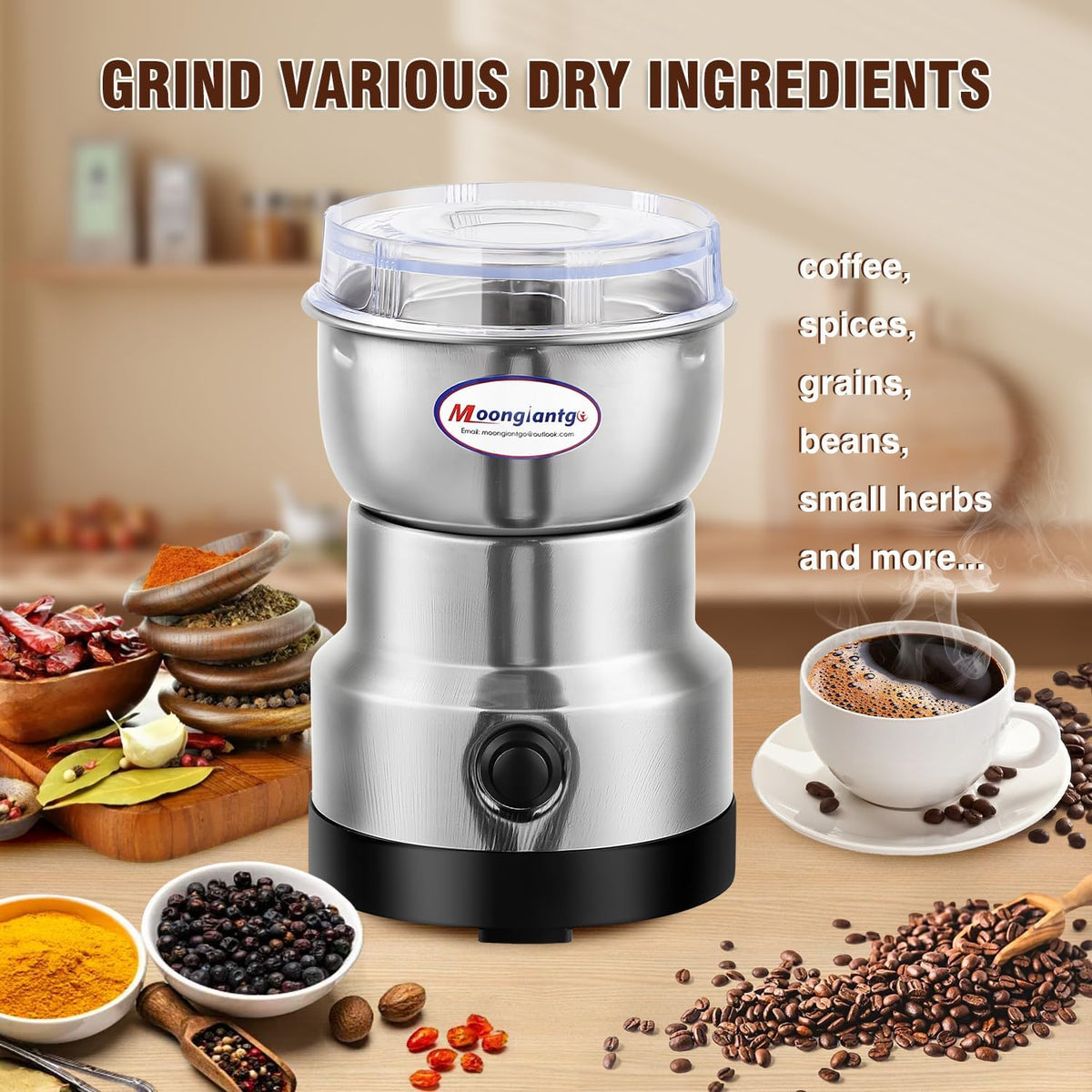 Moongiantgo MG-QY-10 Electric Coffee Grinder 200W