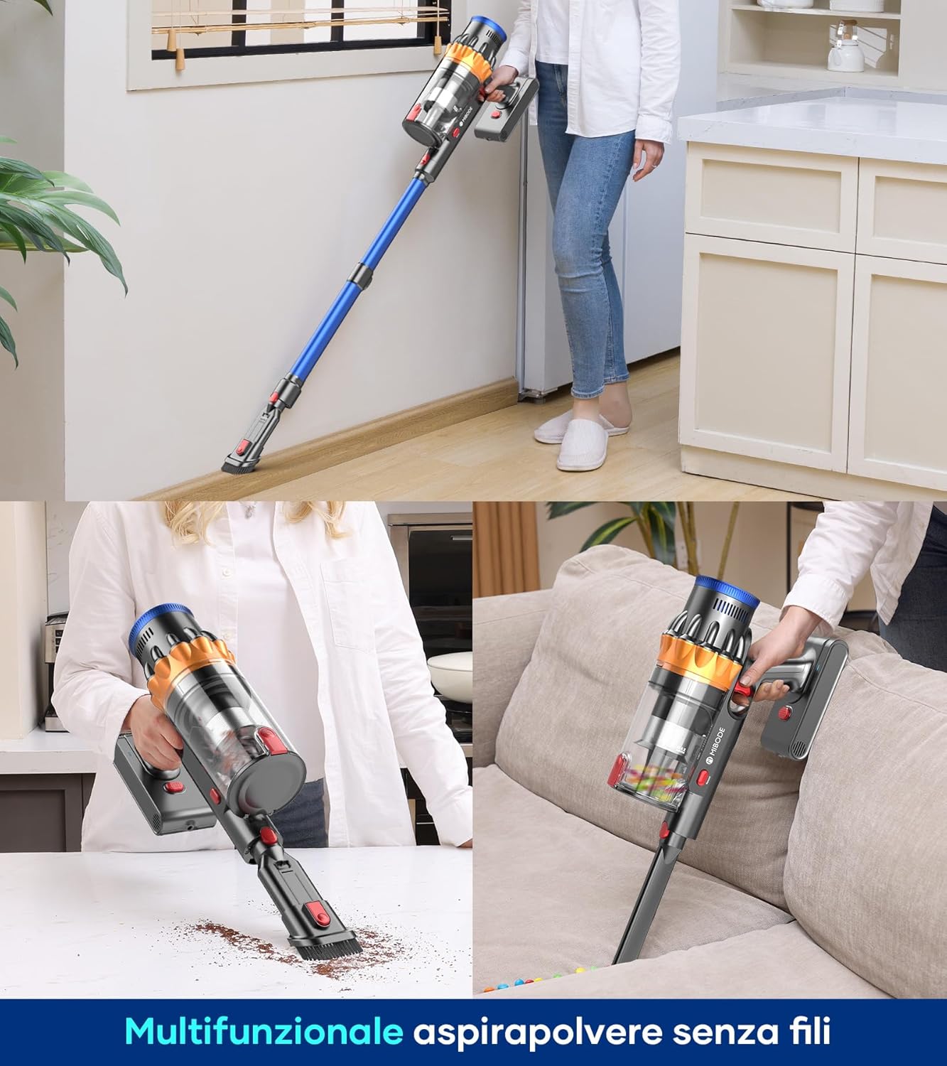 MIBODE Cordless Vacuum Cleaner, 45Kpa 550W 65Mins Wireless Electric Sweeper