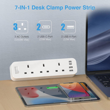 Anvode Black Multi Extension Socket: Durable Power Strip for Home & Workshop