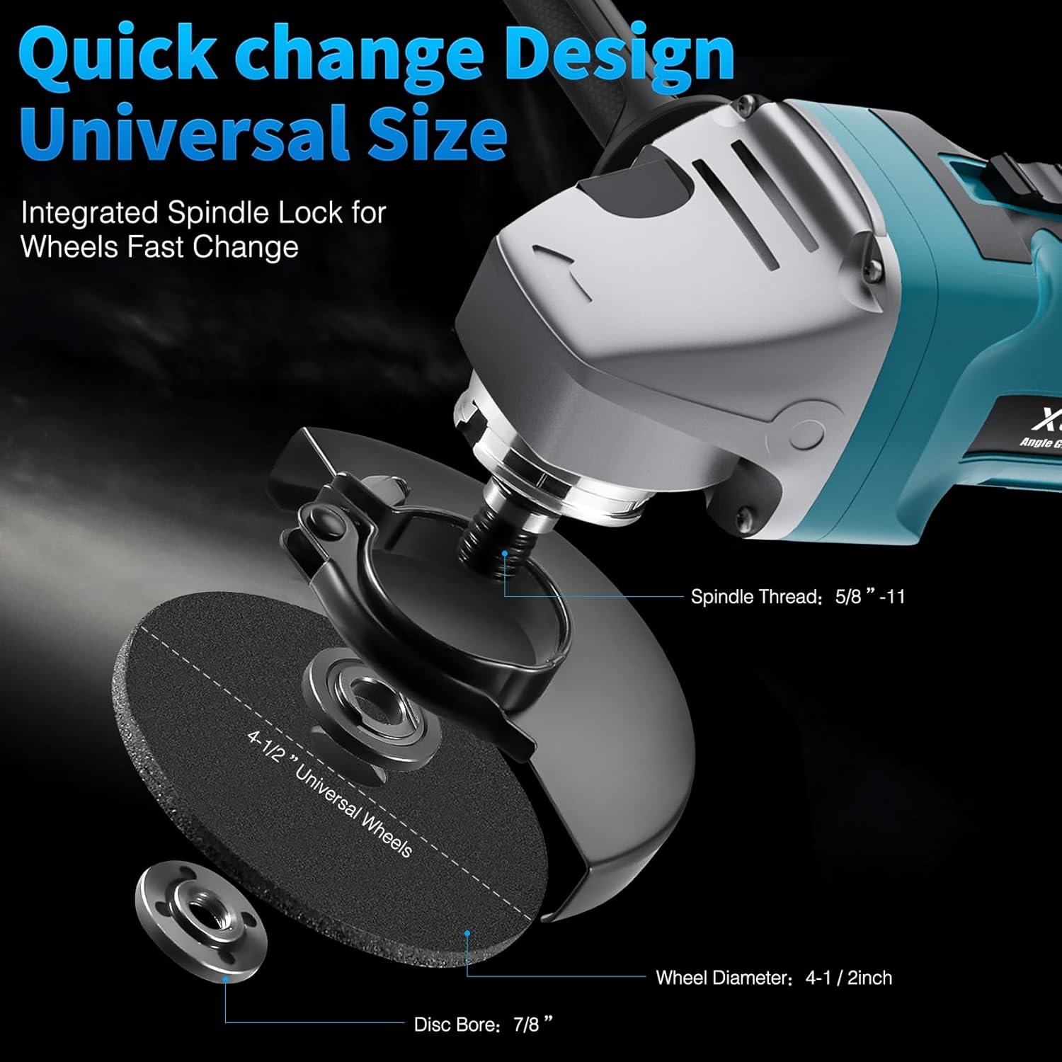 20V Cordless Brushless Angle Grinder 125mm with 3 Wheels