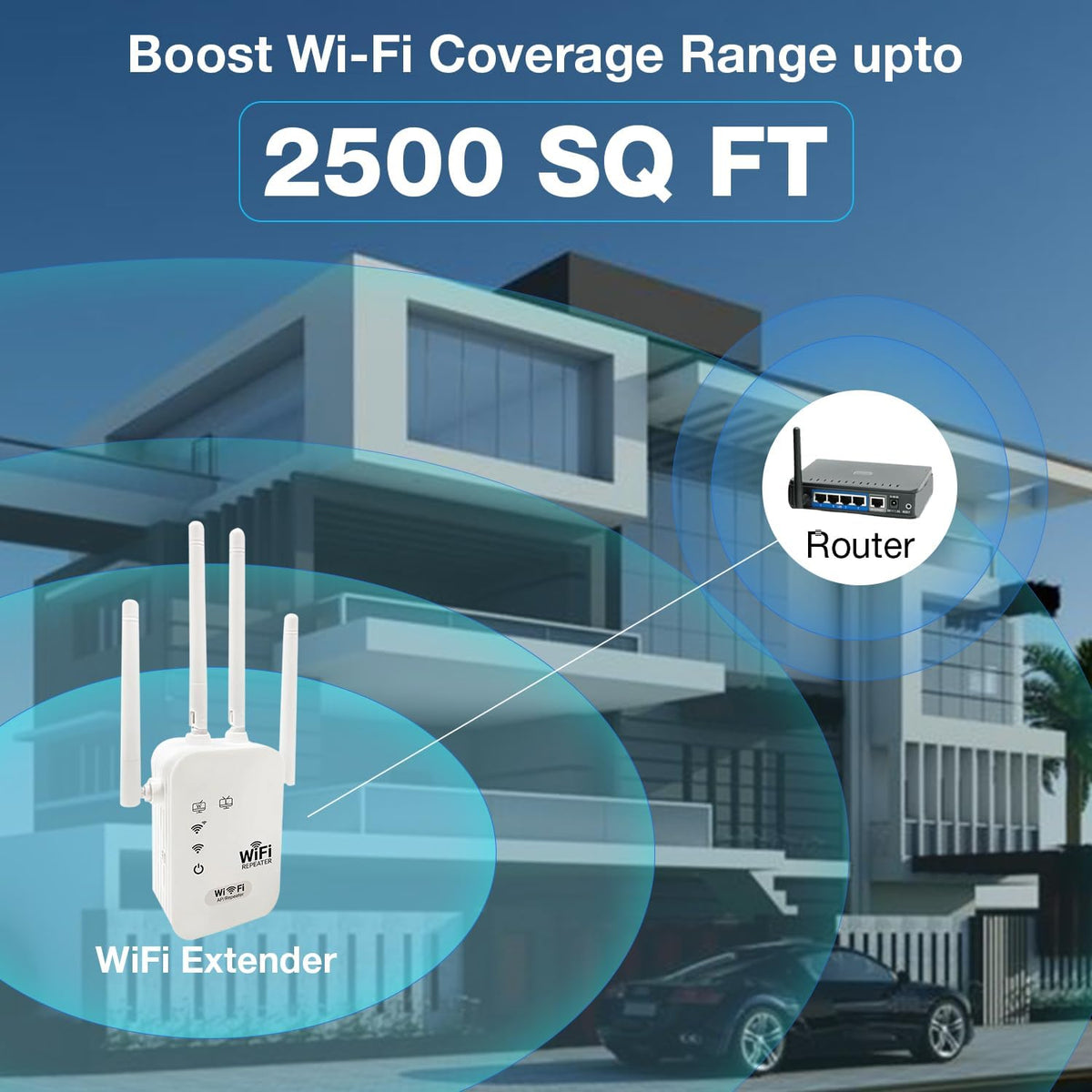 trenzu Single Band 2.4GHz WiFi Range Extender 300Mbps White