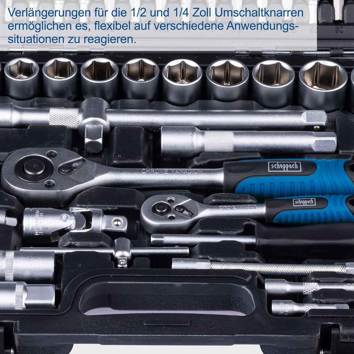 Scheppach TB100 94-Piece Chrome Vanadium Steel Tool Box Set