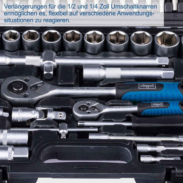 Scheppach TB100 94-Piece Chrome Vanadium Steel Tool Box Set