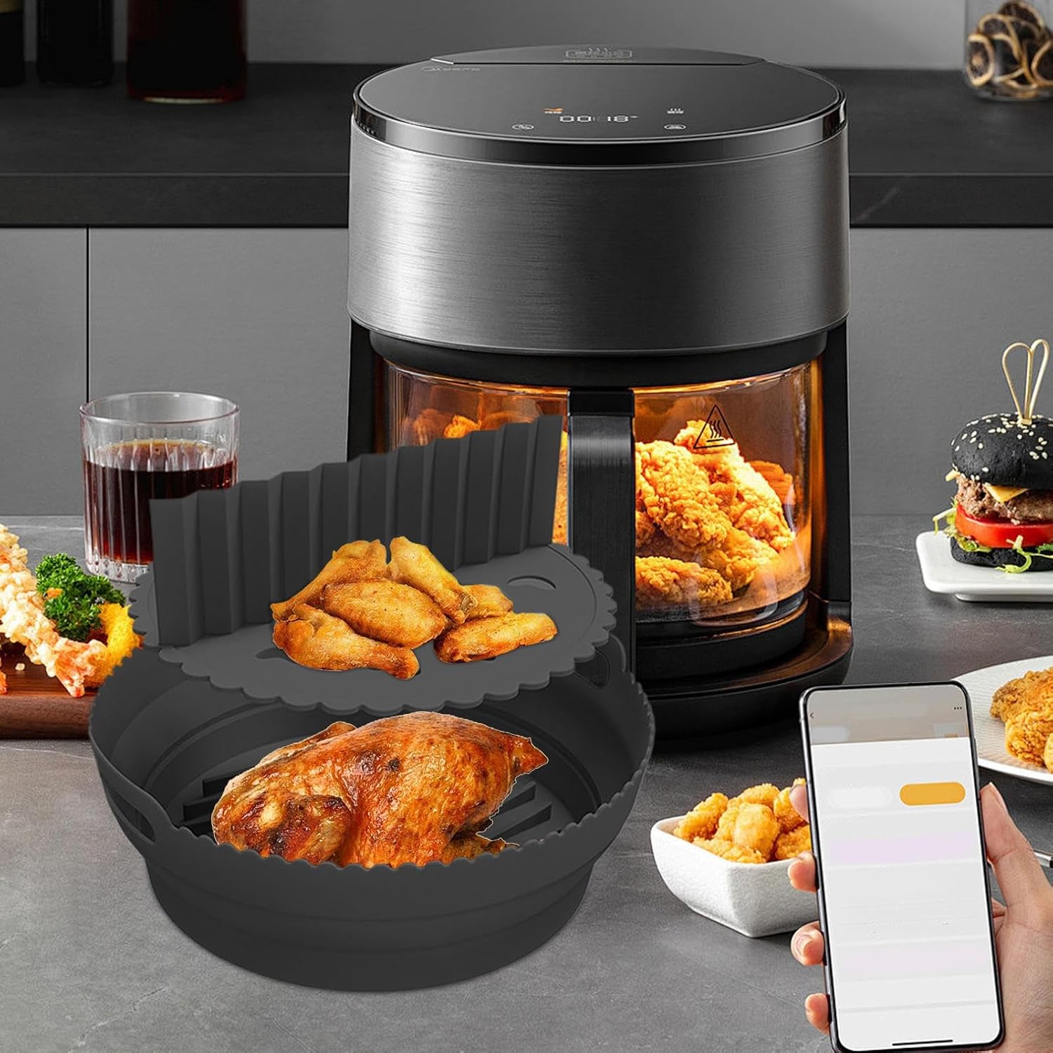 Silicone Air Fryer Liner Reusable Non‑Stick Heat‑Resistant