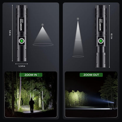 MOWETOO M3500 Rechargeable LED Torch 3500 Lumens Zoomable USB-C Aluminium Alloy Flashlight