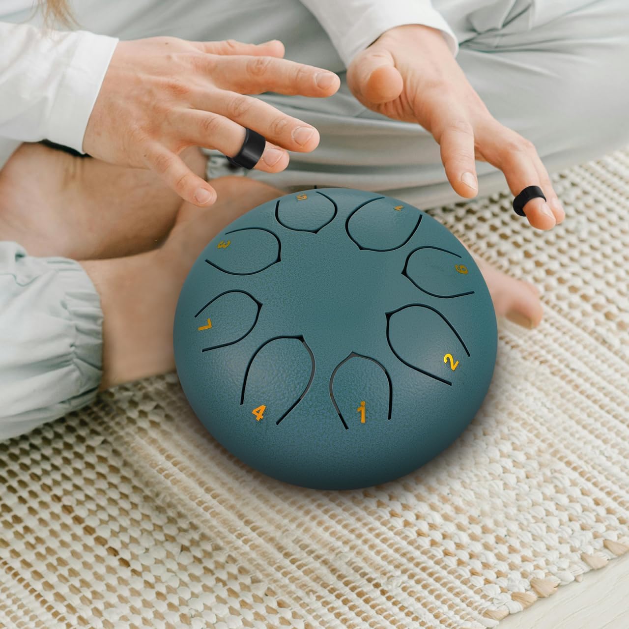 Supvox 6-Inch Blue Rain Chime Hand Drum with Accessories