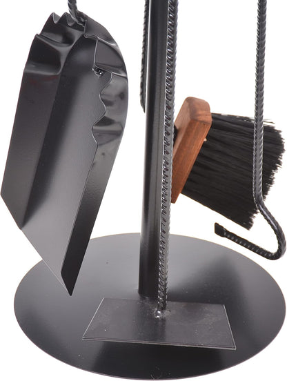 Aqbau 4-Piece Modern Fireplace Tool Set Black