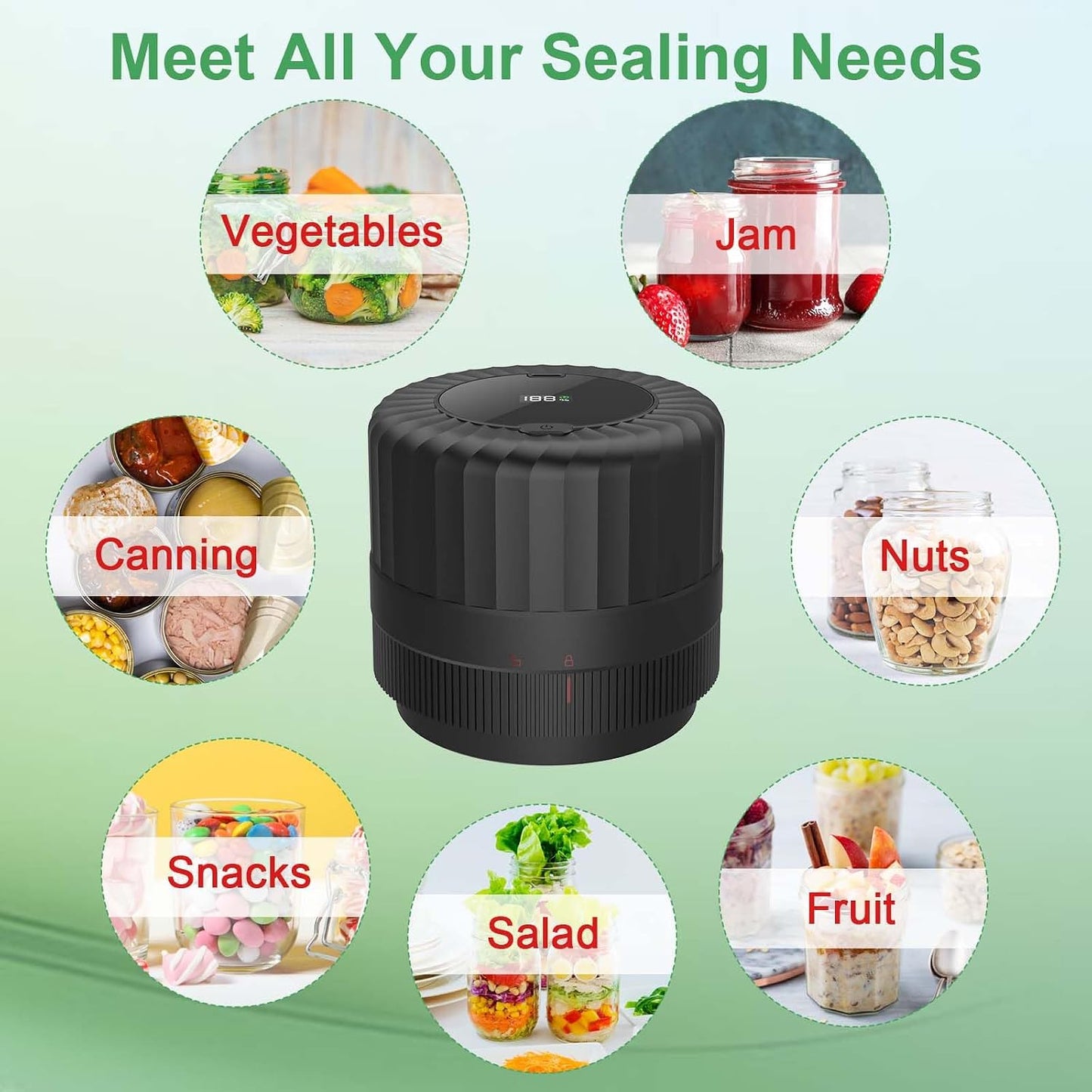 SelePow VP06+ Cordless Mason Jar Vacuum Sealer Black