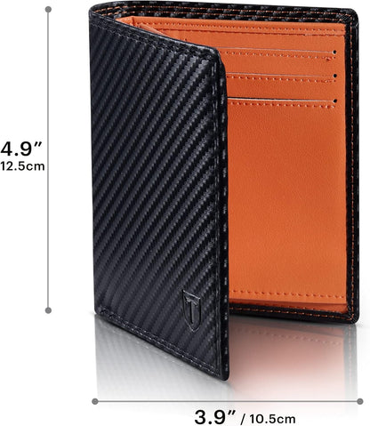 TEEHON RFID Blocking Carbon Fiber Trifold Men's Wallet