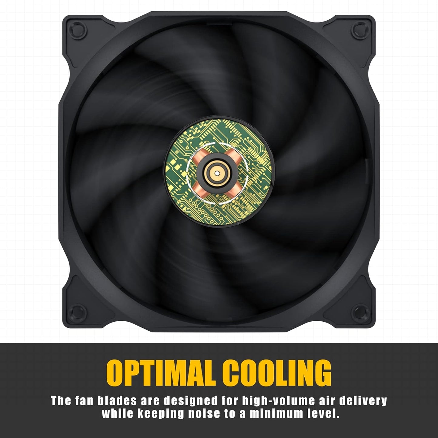 upHere 3‑Pack 120mm Temperature‑Controlled High‑Performance Quiet PC Fan