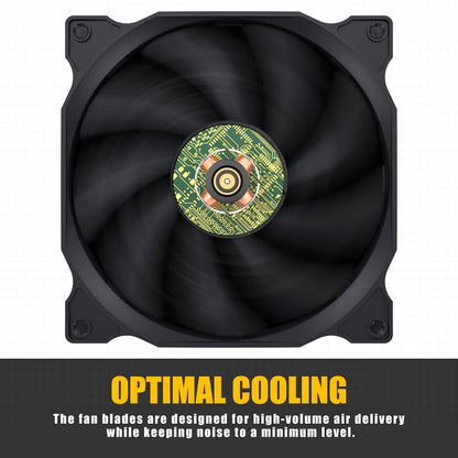 upHere 3‑Pack 120mm Temperature‑Controlled High‑Performance Quiet PC Fan