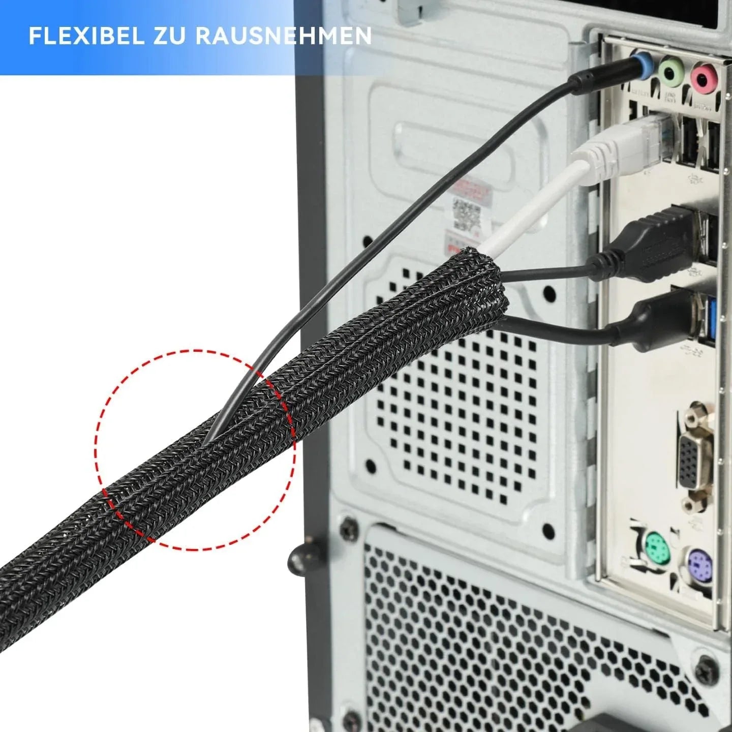 AGPTEK 2 m Cable Sleeve, 25-39 mm Self-Closing Cable Duct, Flexible Woven Cable Sheath - Gomix Brands Outlet