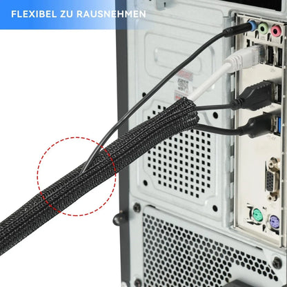 AGPTEK 2 m Cable Sleeve, 25-39 mm Self-Closing Cable Duct, Flexible Woven Cable Sheath - Gomix Brands Outlet