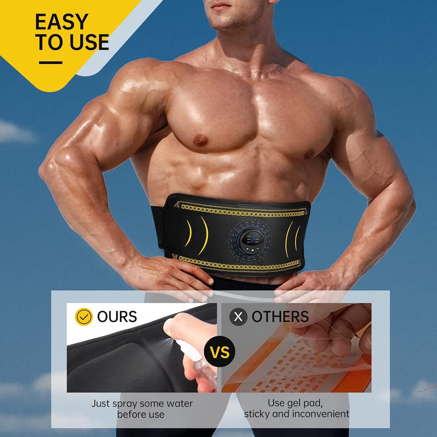 Hiviss EMS Muscle Stimulator Abs Trainer USB Rechargeable Black
