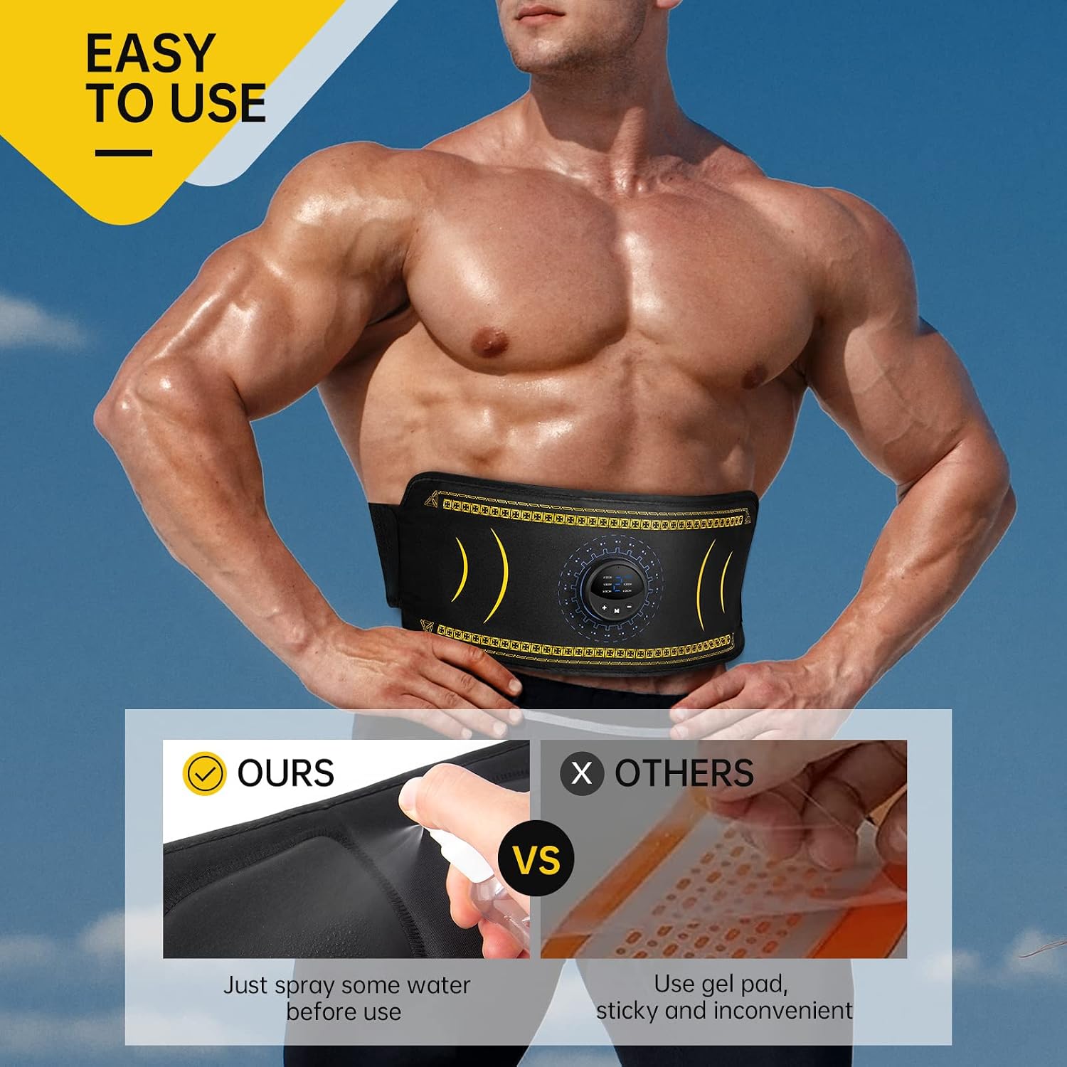 Hiviss EMS Muscle Stimulator Abs Trainer USB Rechargeable Black