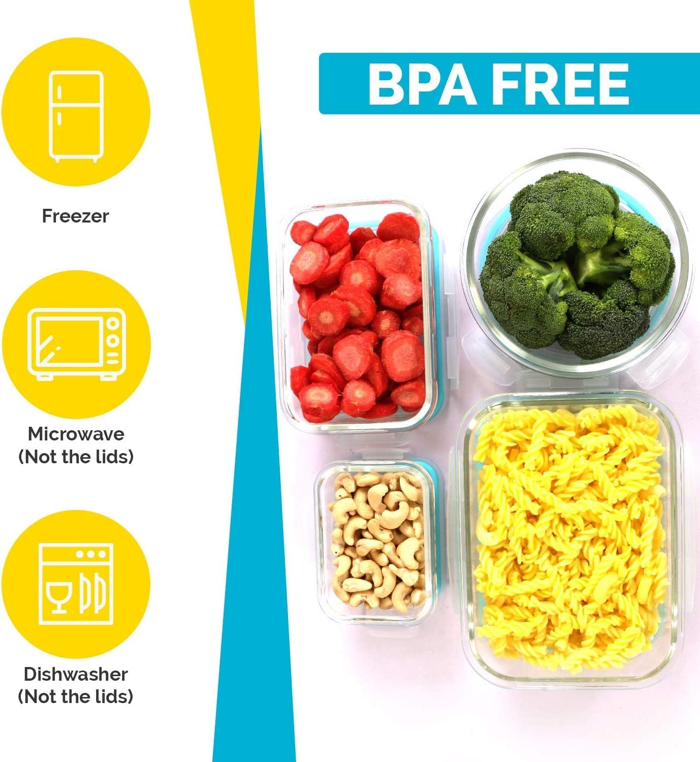 KICHLY 18-Piece Borosilicate Glass Food Storage Set with Airtight Lids