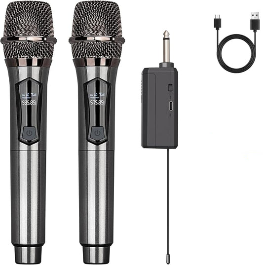Depusheng TT WIRELESS MICROPHONE Dual Handheld Dynamic Mic Gray