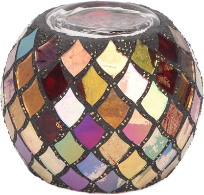 Red Mosaic Glass Tealight Holder – Decorative Vase & Desk Organizer