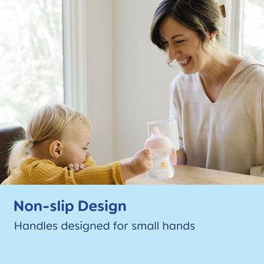 MAM Starter Sippy Cup with Spill-Free Spout and Non-Slip Handles Pink