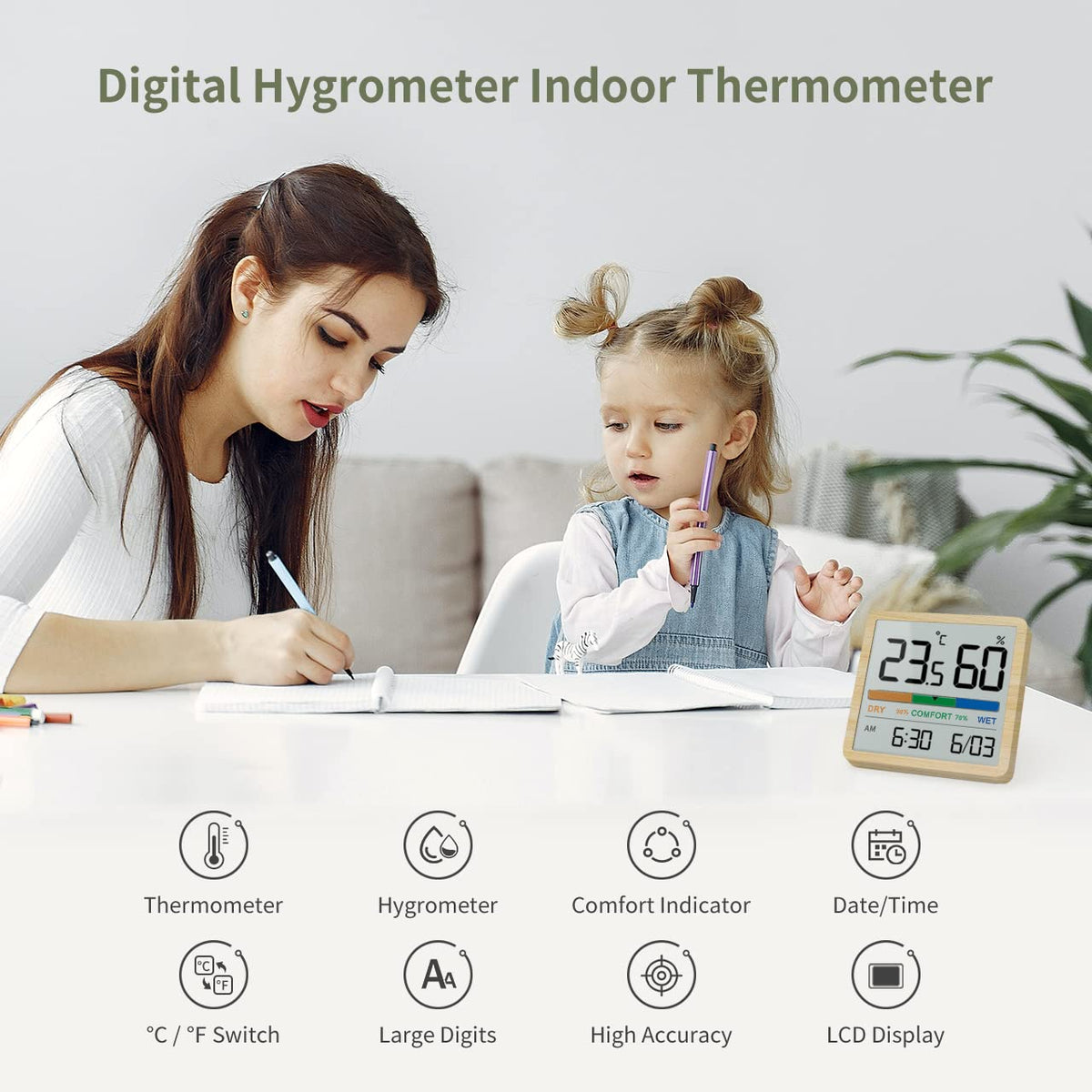 NOKLEAD 5253T Digital Hygrometer Indoor Thermometer