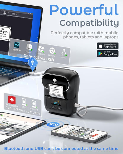 Phomemo M110 Portable Bluetooth Thermal Label Printer with 40x30mm Labels