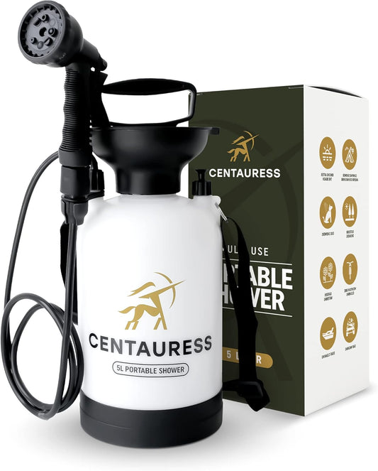 Portable Camping Shower Pump Kit with Showerhead Holder and Valve
