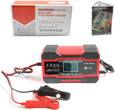 AOCISKA 8‑Amp 12V/24V Automatic Smart Battery Charger with Desulfation