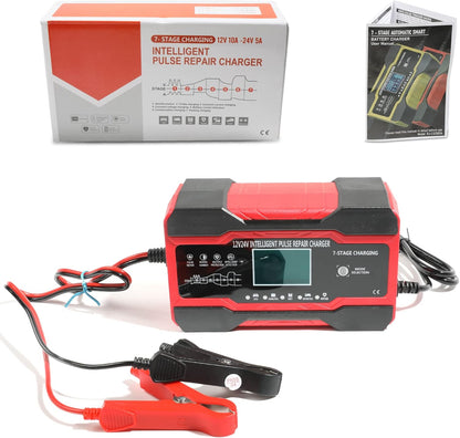 AOCISKA 8‑Amp 12V/24V Automatic Smart Battery Charger with Desulfation