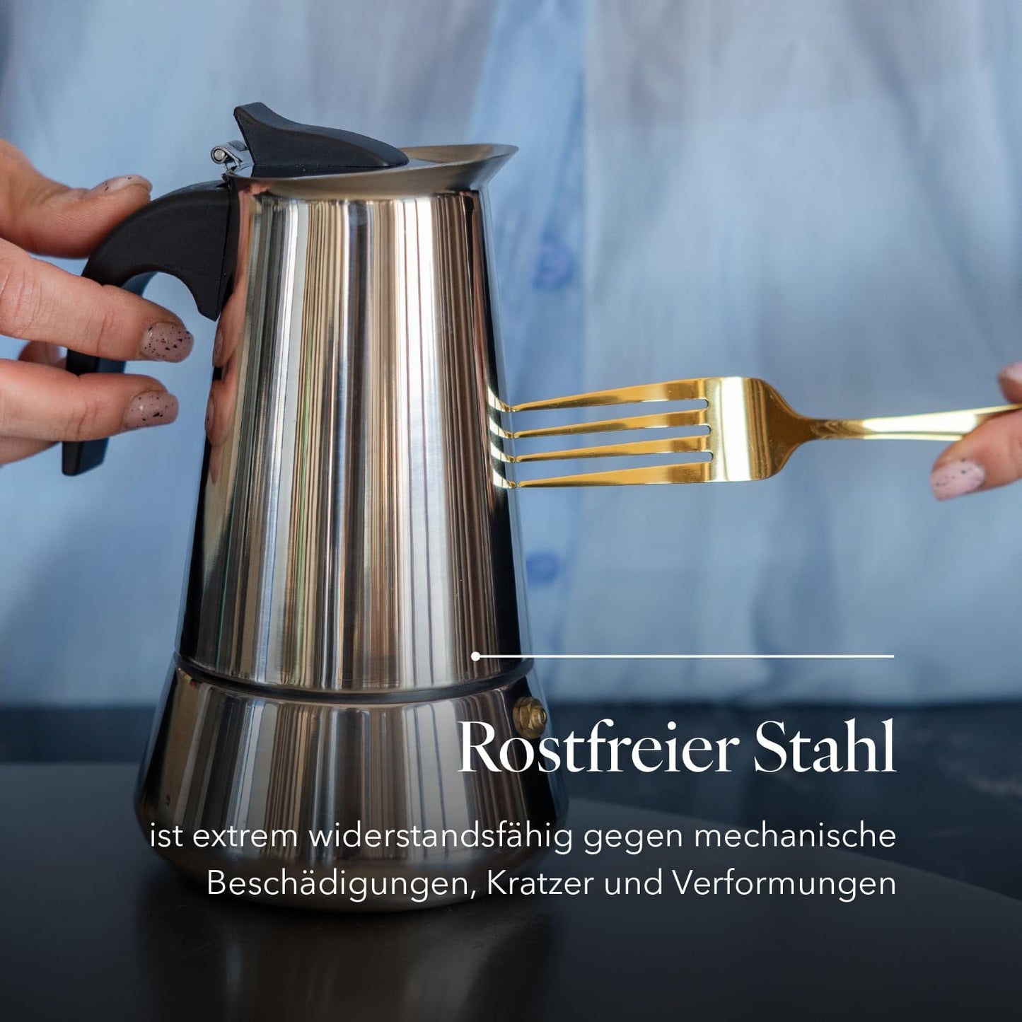 Florina 9‑Cup Stainless Steel Espresso Maker for Induction Hobs