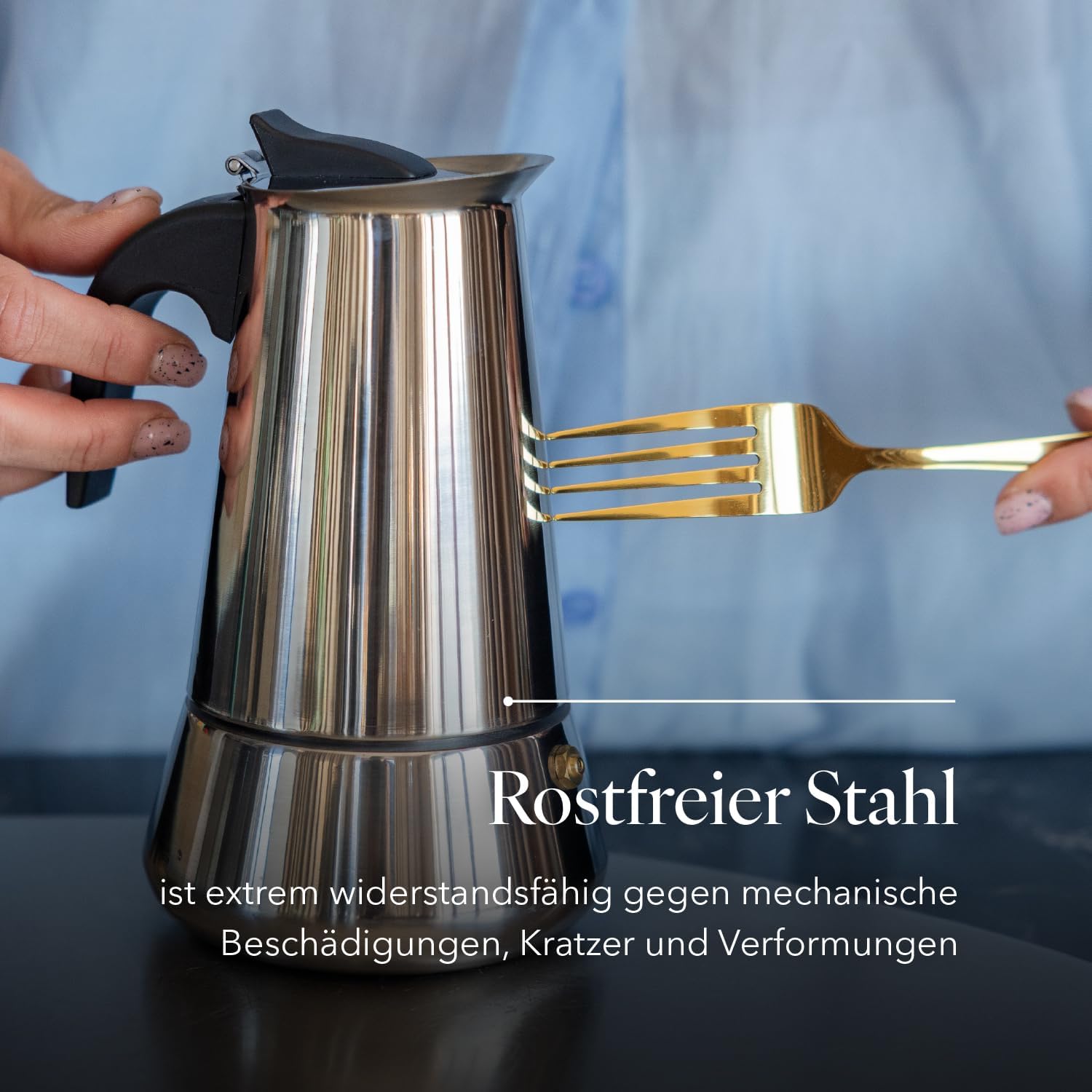 Florina 9‑Cup Stainless Steel Espresso Maker for Induction Hobs
