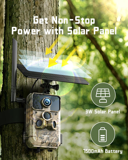 CEYOMUR 4G LTE Cellular Trail Camera: 2K HD Live Feed, Night Vision, Solar Powered