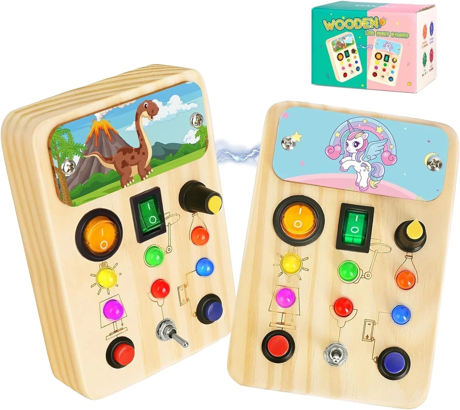 OAKJAR 2-Pack LED Busy Board for Toddlers – Montessori Sensory Toy - Gomix Brands Outlet