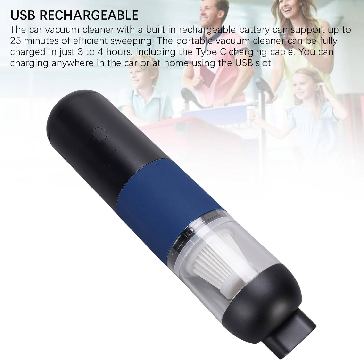 Powerful 4000Pa Mini Handheld Vacuum Cleaner – Cordless, Quiet