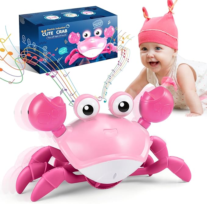 Toyzey Interactive Crawling Crab Sensory Toy with Music and Lights