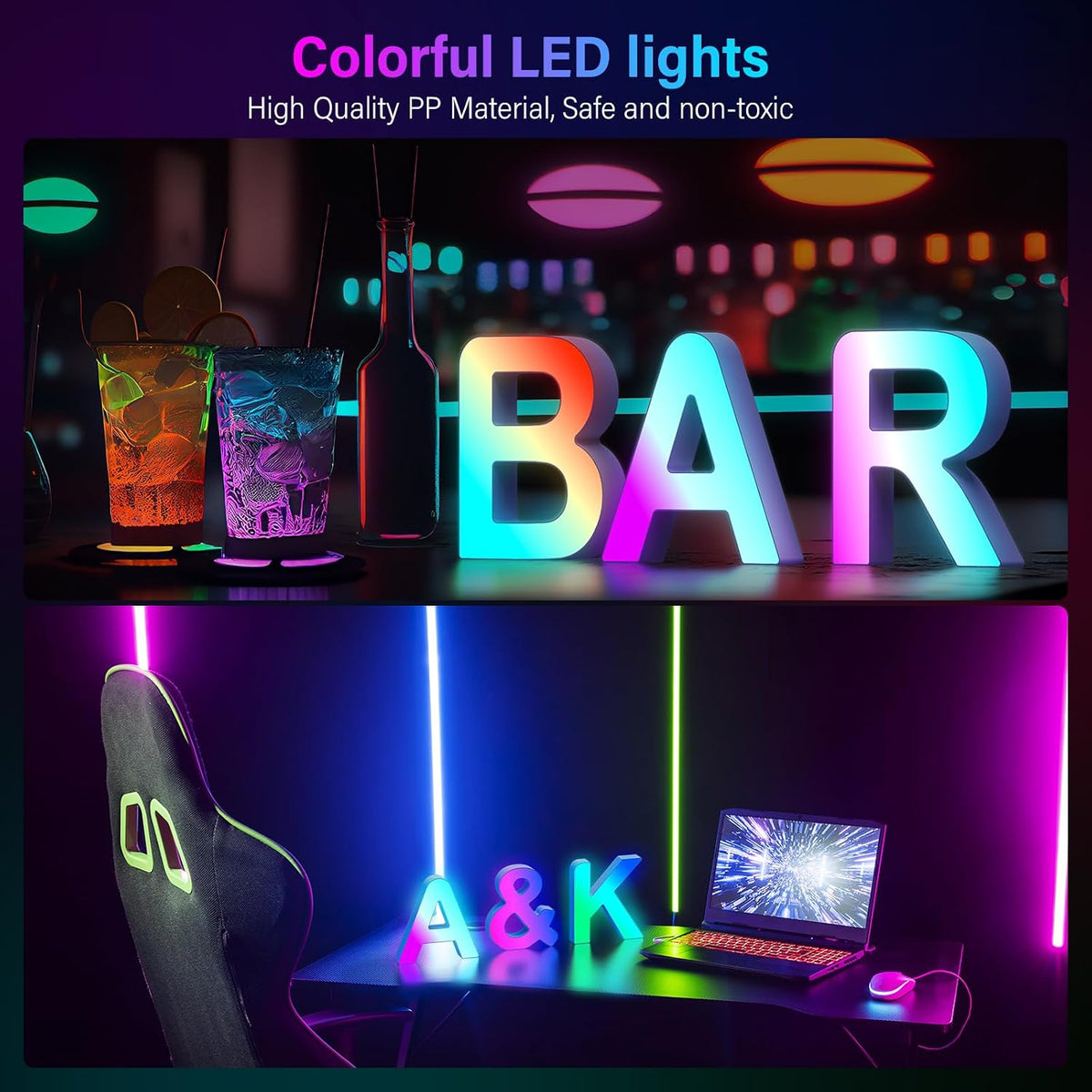 G201 App Control RGB LED Light Up Marquee Letter USB
