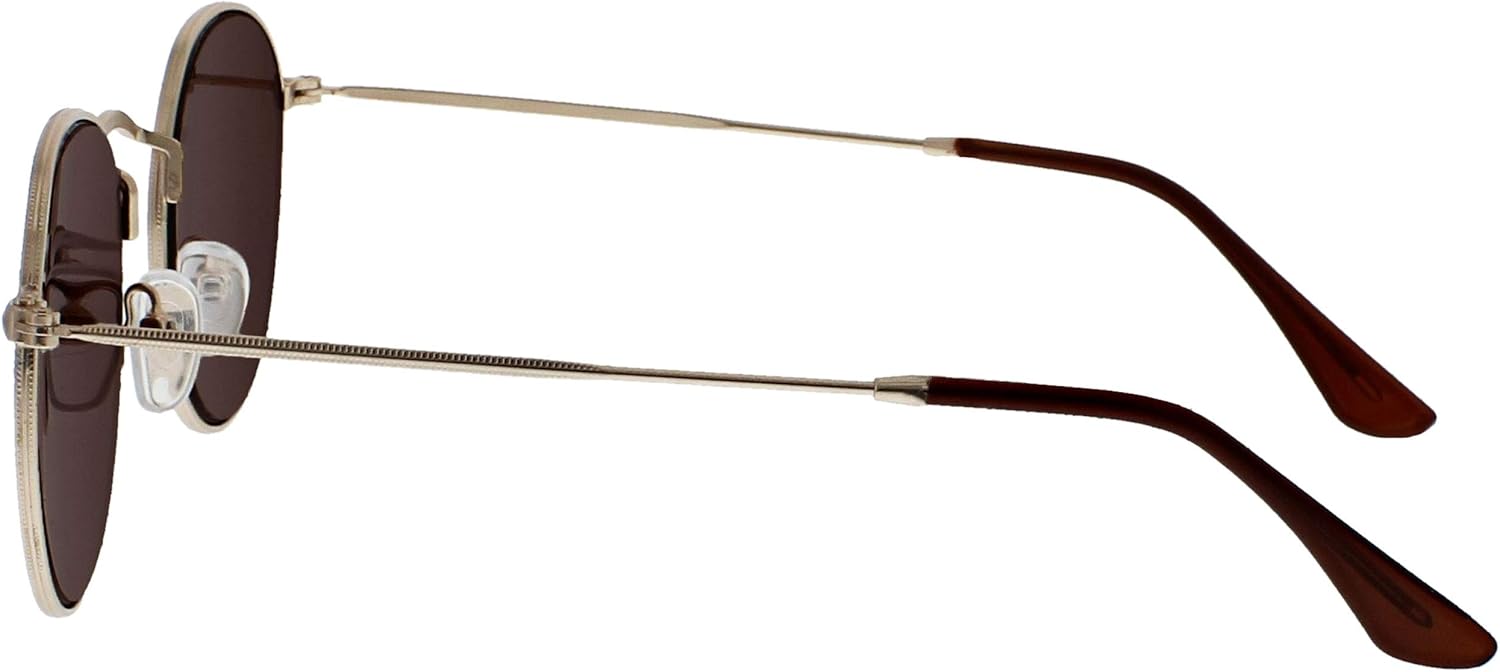 OPULIZE Sol Retro Round Sunglasses Gold Frame Brown Tips
