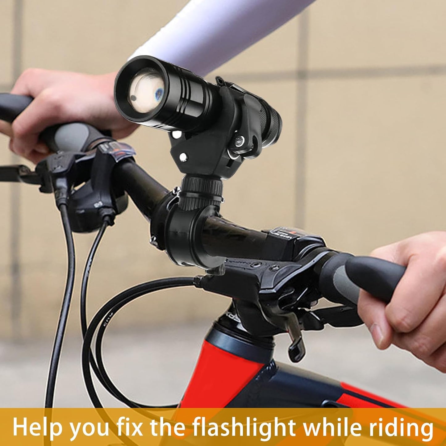 Universal 360° Rotating Bike Light Mount – Black, Fits 20-35mm Handlebars