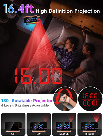 COOLNIGHT EN8853B-RGB Projection Alarm Clock Rose Gold