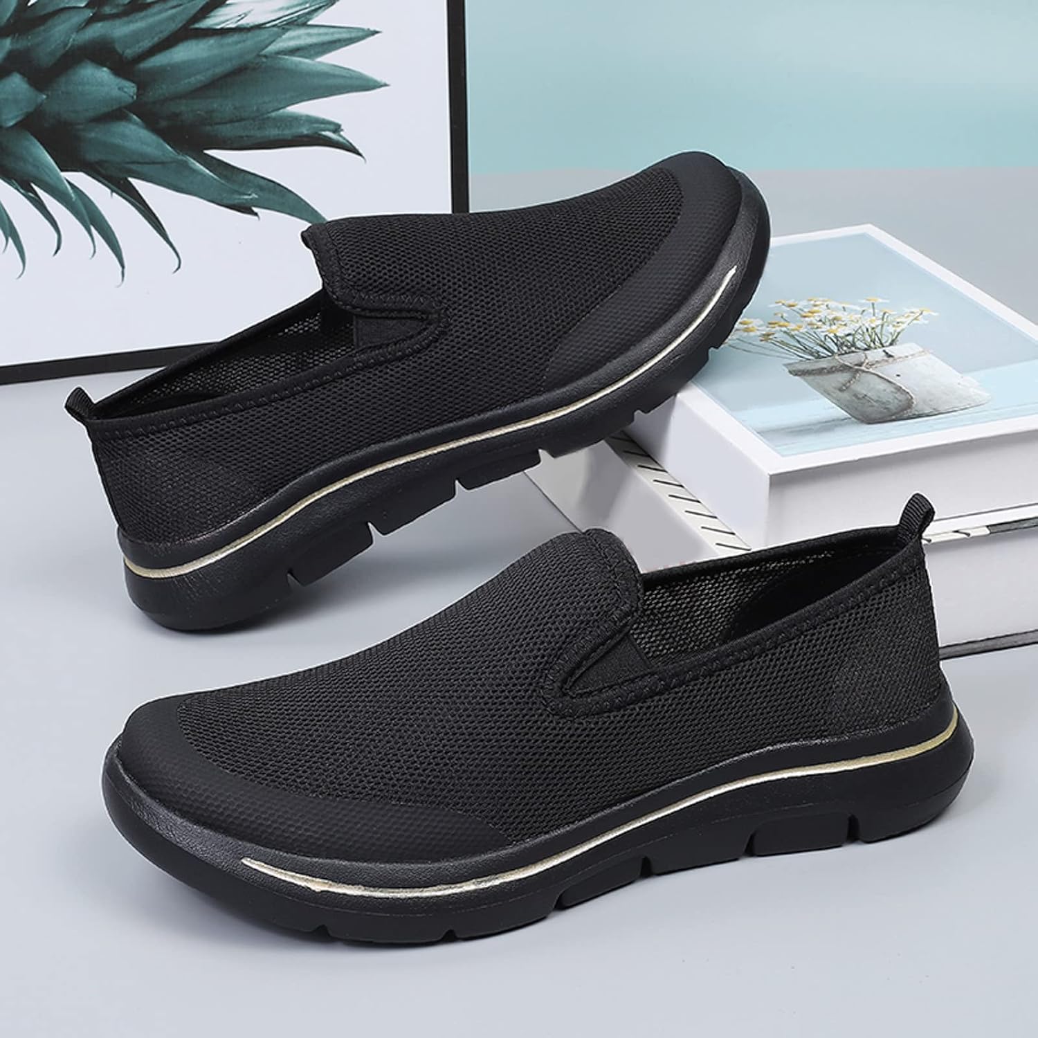 Men's Mesh Boat Deck Plimsoll Espadrille Shoes – Casual Slip-On