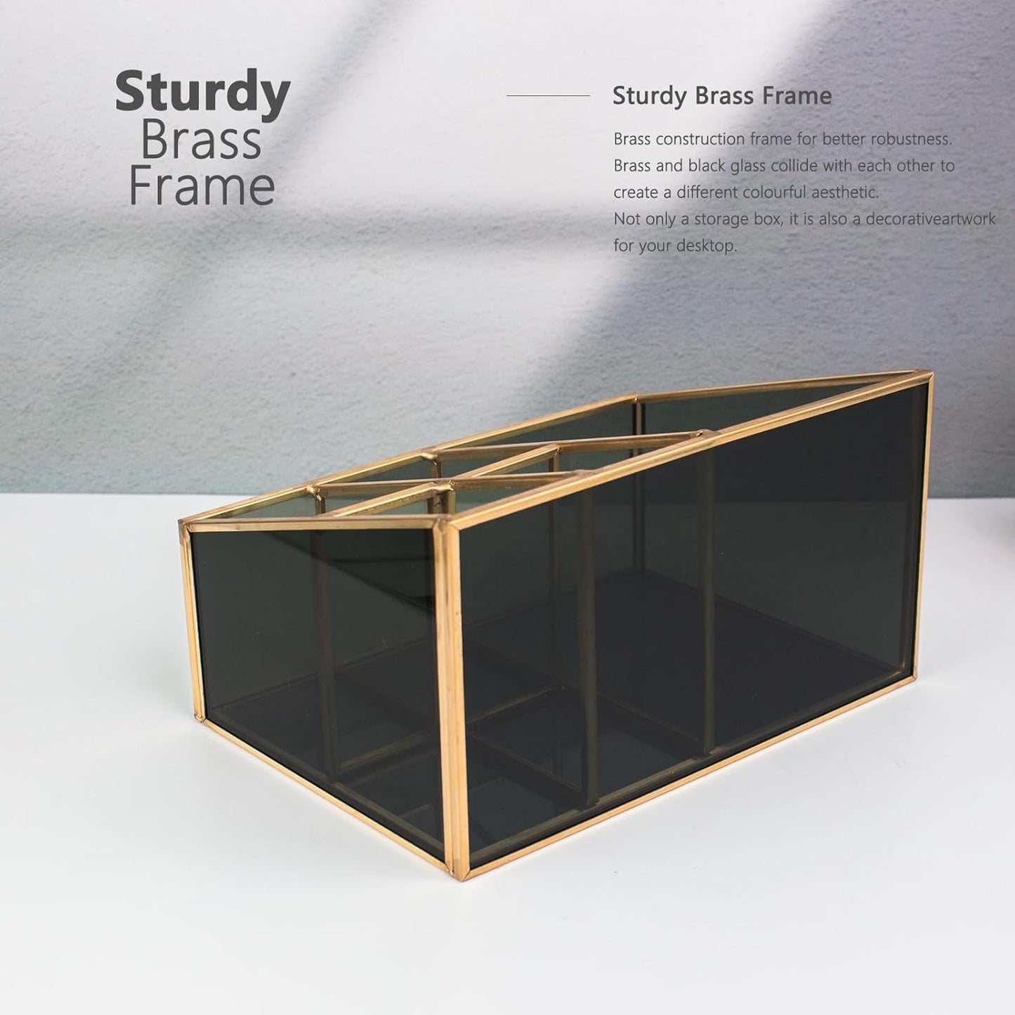 Makeup Organizer Gold Vintage Makeup Organizer with Brass Trim and Holder